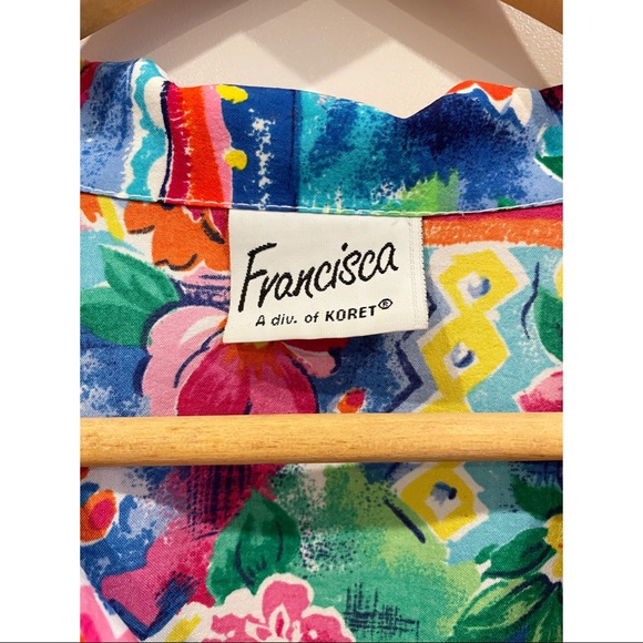 Vintage Tropical Colourful Windbreaker Jacket - Bright Abstract Floral - Picture 2 of 3